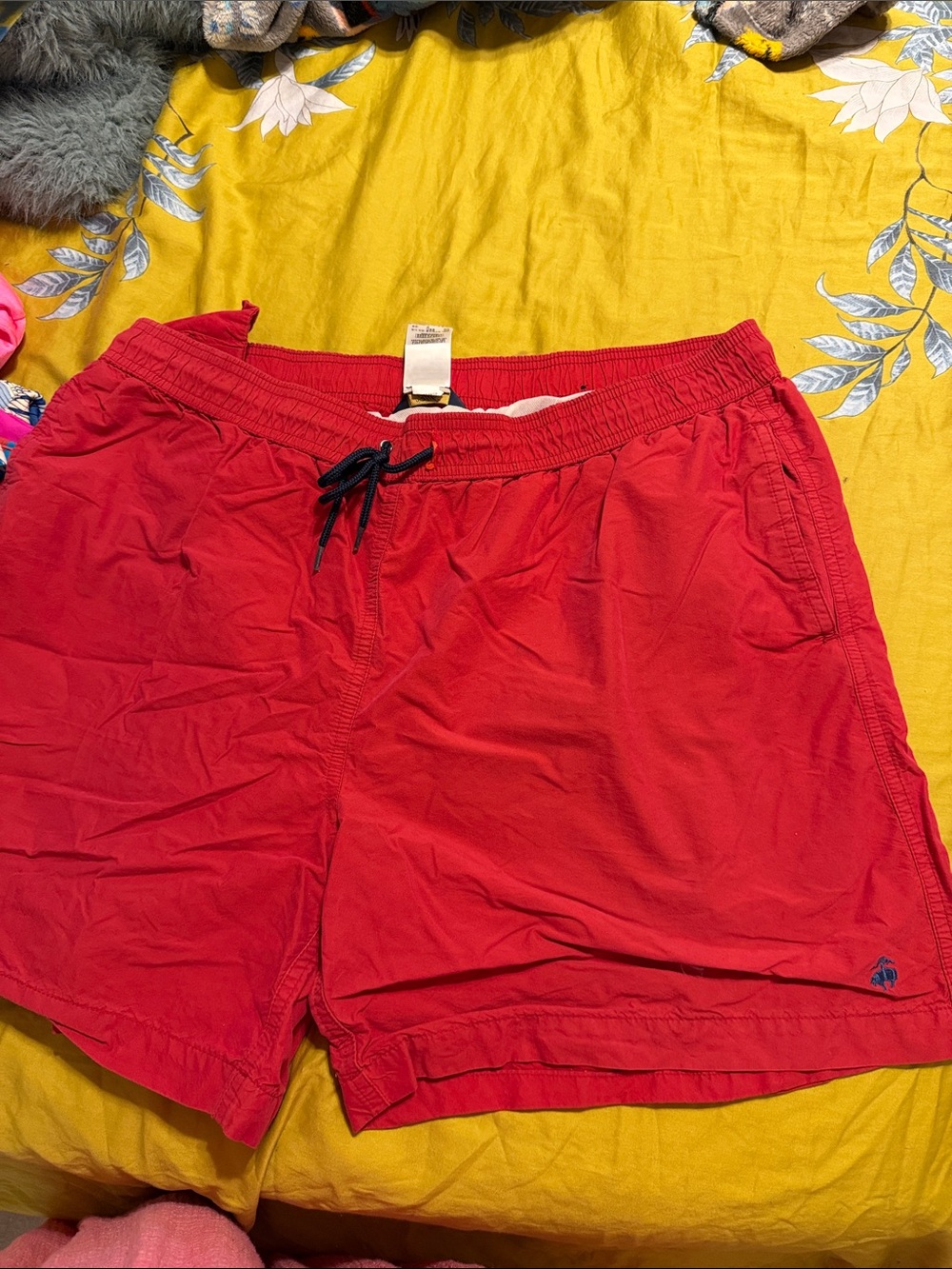 Brooks Brothers Red Men's Swim Trunks with Drawstring